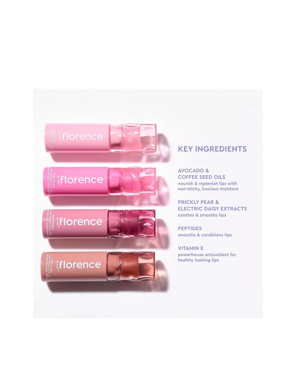 florence by mills Stay Plush Serum Infused Lip Oil Tint Color Coconut Colada - Picture 5 of 9